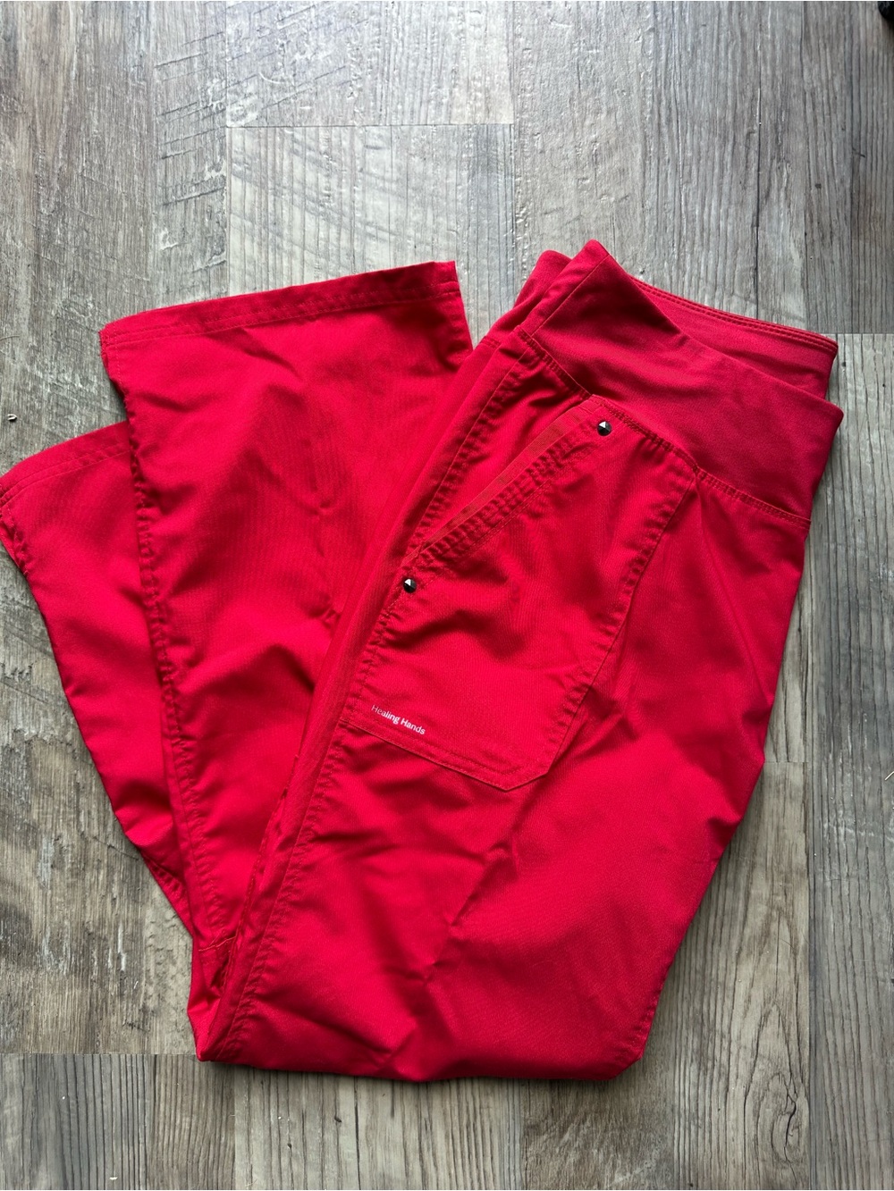 healing hands Women's Wide-Leg Scrub Pants in Bright Red